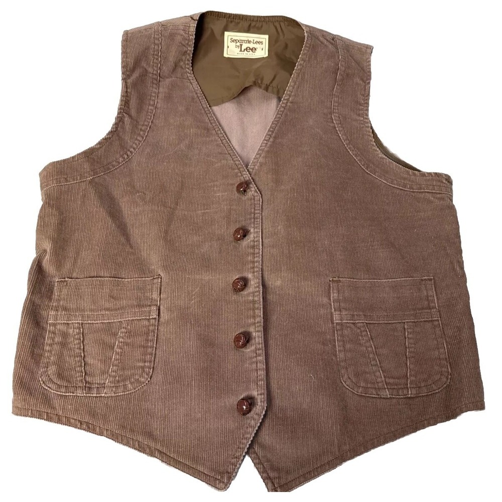 vintage LEE MEN'S CORDUROY 5 BUTTON VEST 60s 70s Made USA sz 42R Vest 4H